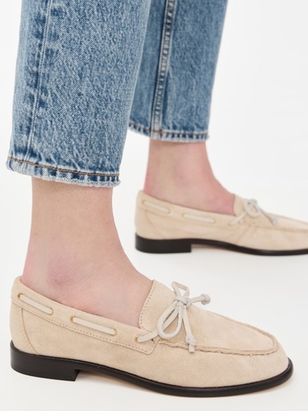 rag & bone Cream Suede Boat Loafers